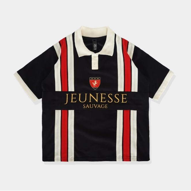 KAOS RUGBY SHIRT PRIA KATUN 16s CASUAL LENGAN PENDEK HITAM ORIGINAL MEMPHIS ORIGINS | JEUNESSE SHIRT