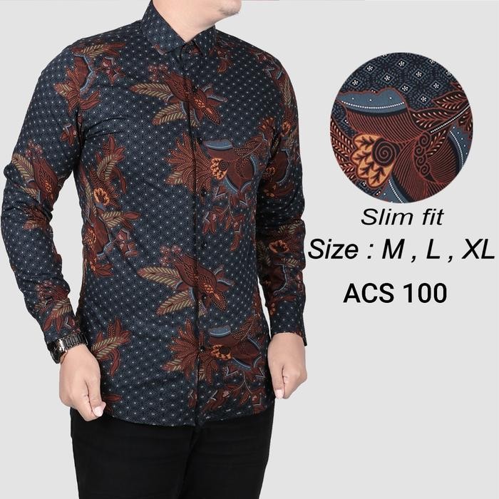 KEMEJA BATIK PRIA SLIM FIT / BAJU BATIK PRIA SLIM FIT ACS100