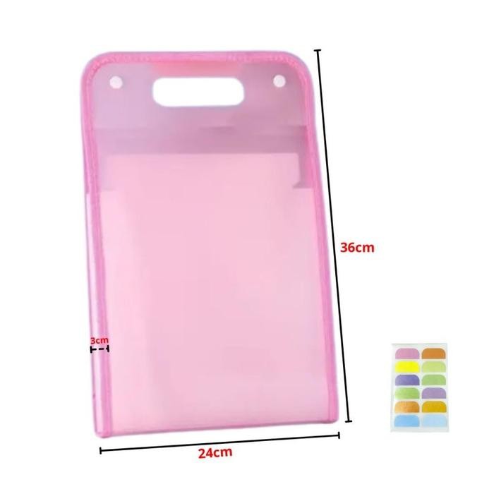 

AHHA GTT Tas File Warna Transparan Anti Air 13 Sekat Multi Layer Folder Map Stationery - Pink