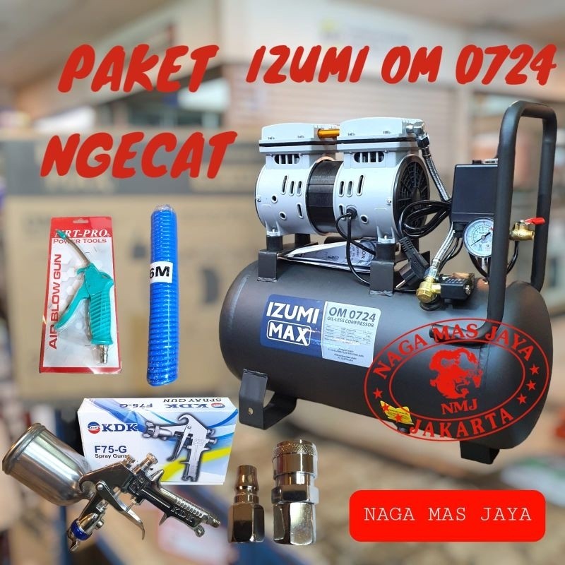 MESIN KOMPRESOR ANGIN OILLESS IZUMI MAX OM 0724 / AIR COMPRESOR OIL LESS IZUMI MAX OM0724 / IZUMI MA