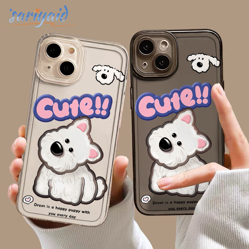 Casing Ponsel Anak anjing berkepala twist Transparan Soft Case Case Fashion Cocok untuk iPhone 11 12