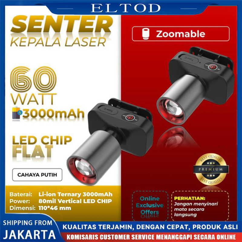 AOKI SENTER KEPALA LED ZOOM AK-3685A & AK-3686K 60W / CAHAYA SUPER TERANG / JARAK JAUH LASER / @AOKI