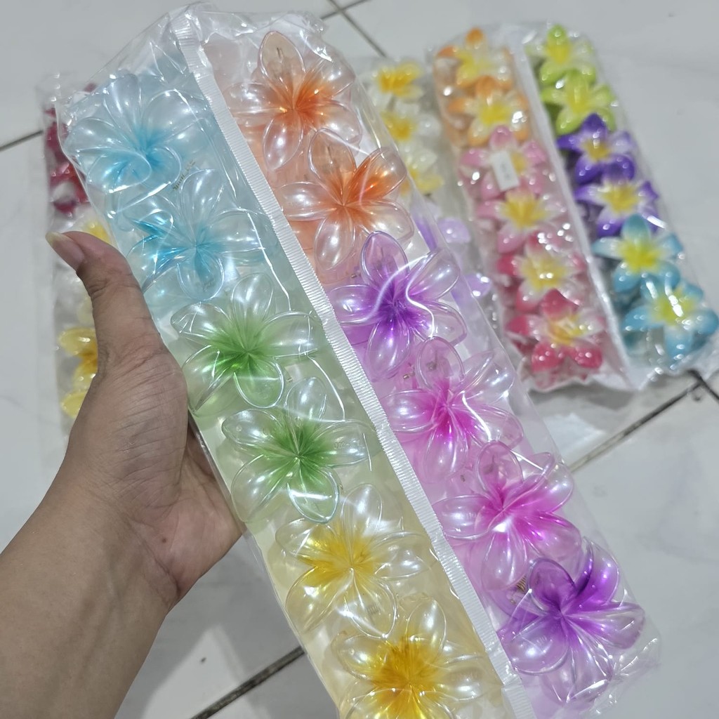 keyzyora - jedai kamboja 6cm lusinan jepit rambut motif plumeria grosiran premium