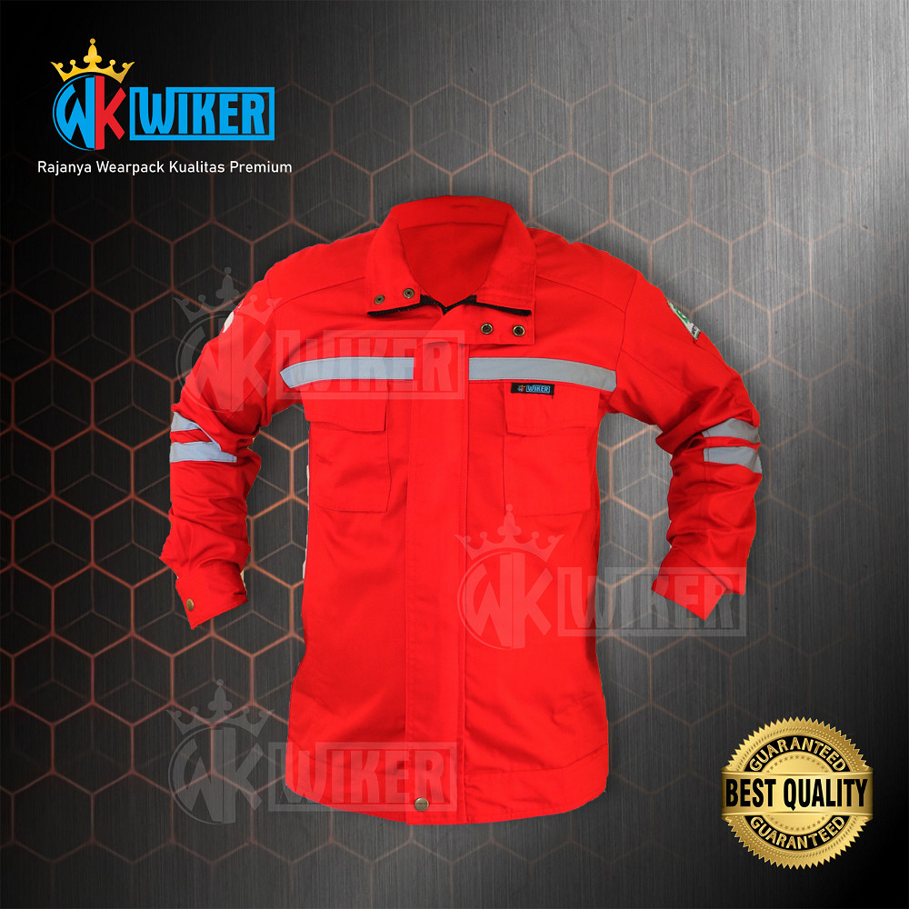 FREE ONGKIR Wearpack Safety Merah Polos - Jaket Proyek - Baju Safety - Werpack Kerja Model Jaket - J