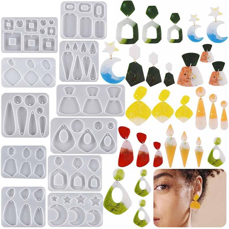 

Silicone Earring Mold Earring Resin Mold Jewelry Making Casting Tools Earring Hooks For Craft DIY Charms Pendant Earring Making