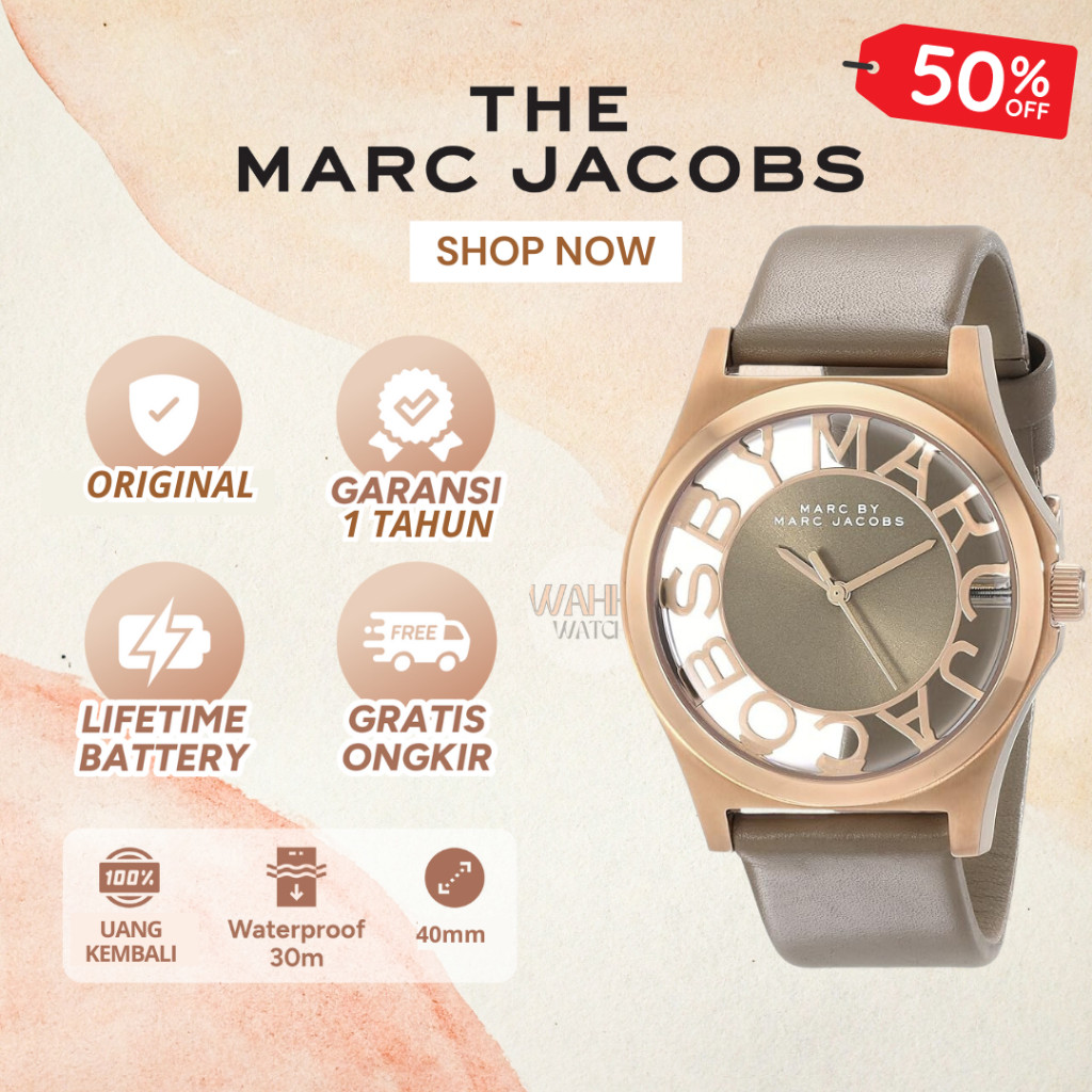 Jam Tangan Marc Jacobs MBM1245 Henry Skeleton Leather Strap Watch Original [BERGARANSI]
