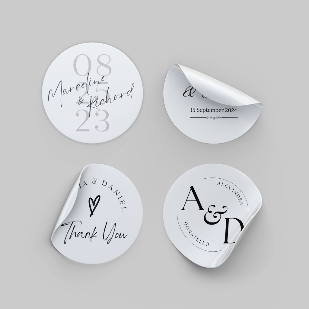 

[ISI 125pcs] Aneka Sticker Souvenir Bulat Stiker Wedding Pernikahan Lingkaran Minimalis WB5