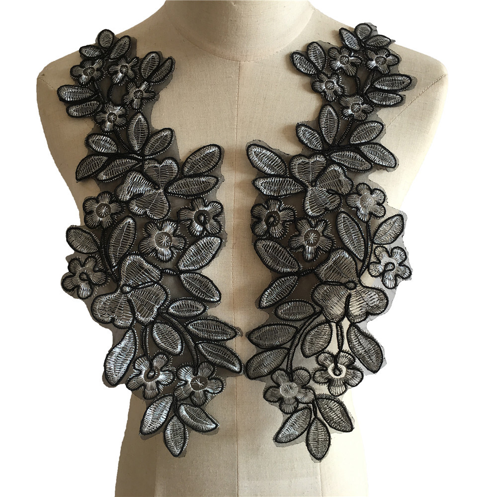 

Folded yarns Lace collar Venise Embroidery Applique Trim Decorated Lace Fabric Sewing DIY Dresses Scrapbooking A pair of sale