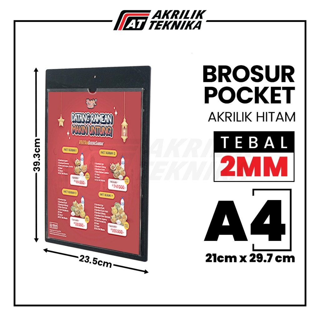 

Akrilik Tempat Brosur Pocket Frame Menu Hitam - Ukuran A4