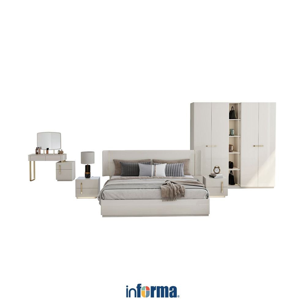 Informa 180X200 cm Chloe Set Kamar Tidur - Krem Set Bedroom Furniture Kamar Tidur Set Tempat Tidur L