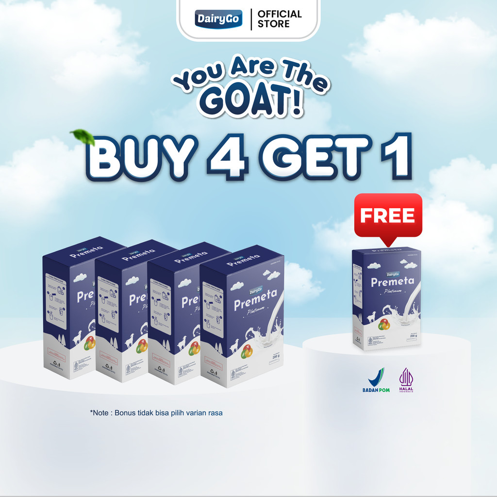 

[PROMO BUY 4 GET 1 FREE] Susu Kambing Etawa Bubuk 200g Varian Platinum