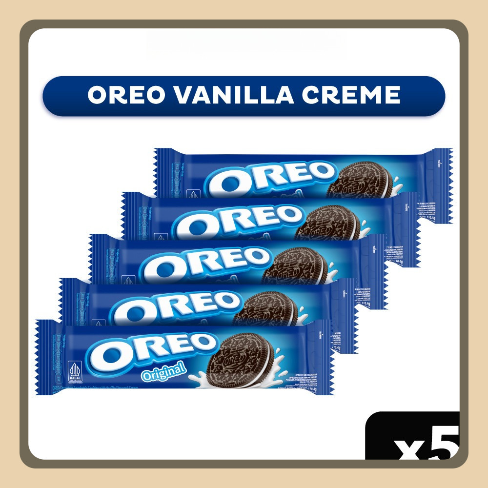 

Oreo Vanilla Cream 110.4gr x 5 | Biskuit Snack Camilan Favorit Anak & Keluarga