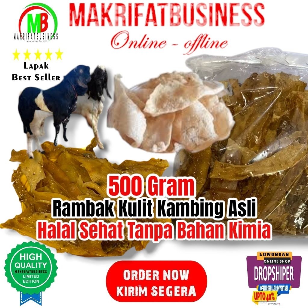

IMRON PRIBADI Paket 500 Gram Rambak Kulit Kambing Asli Fermentasi Rempah Rempah Tanpa Bahan Pengawet dan Bahan Kimia