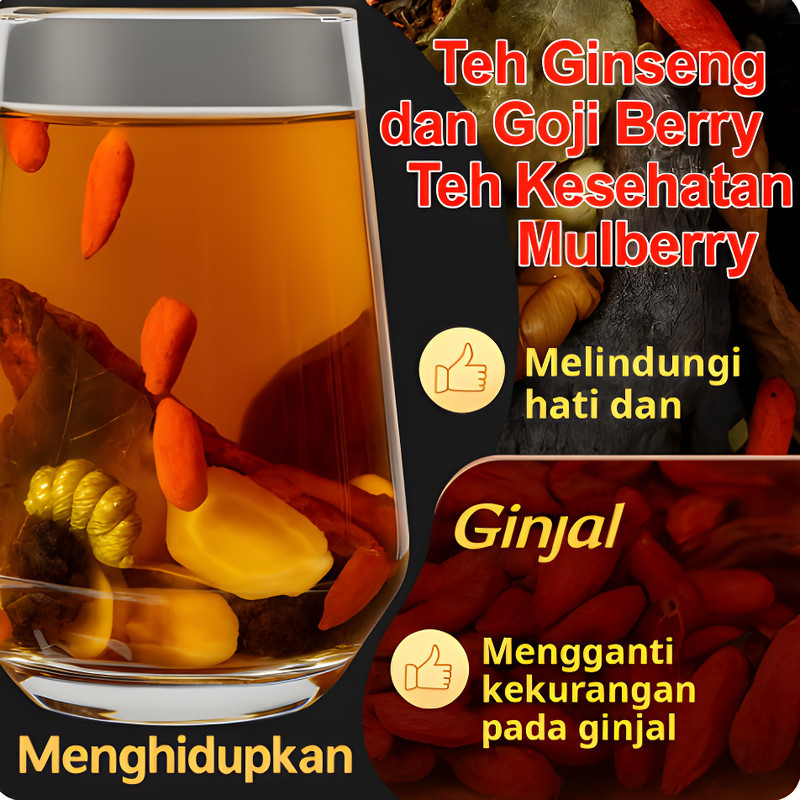 

【Beli 1 Gratis 1】Teh Herbal Ginseng Mulberry/Hangatkan Tubuh/Diperkaya Antioksidan/Minuman Kesehatan Alami/Peningkat Energi/Hangatkan Tubuh/Diperkaya Antioksidan/Daya Tahan Tubuh Lebih Baik
