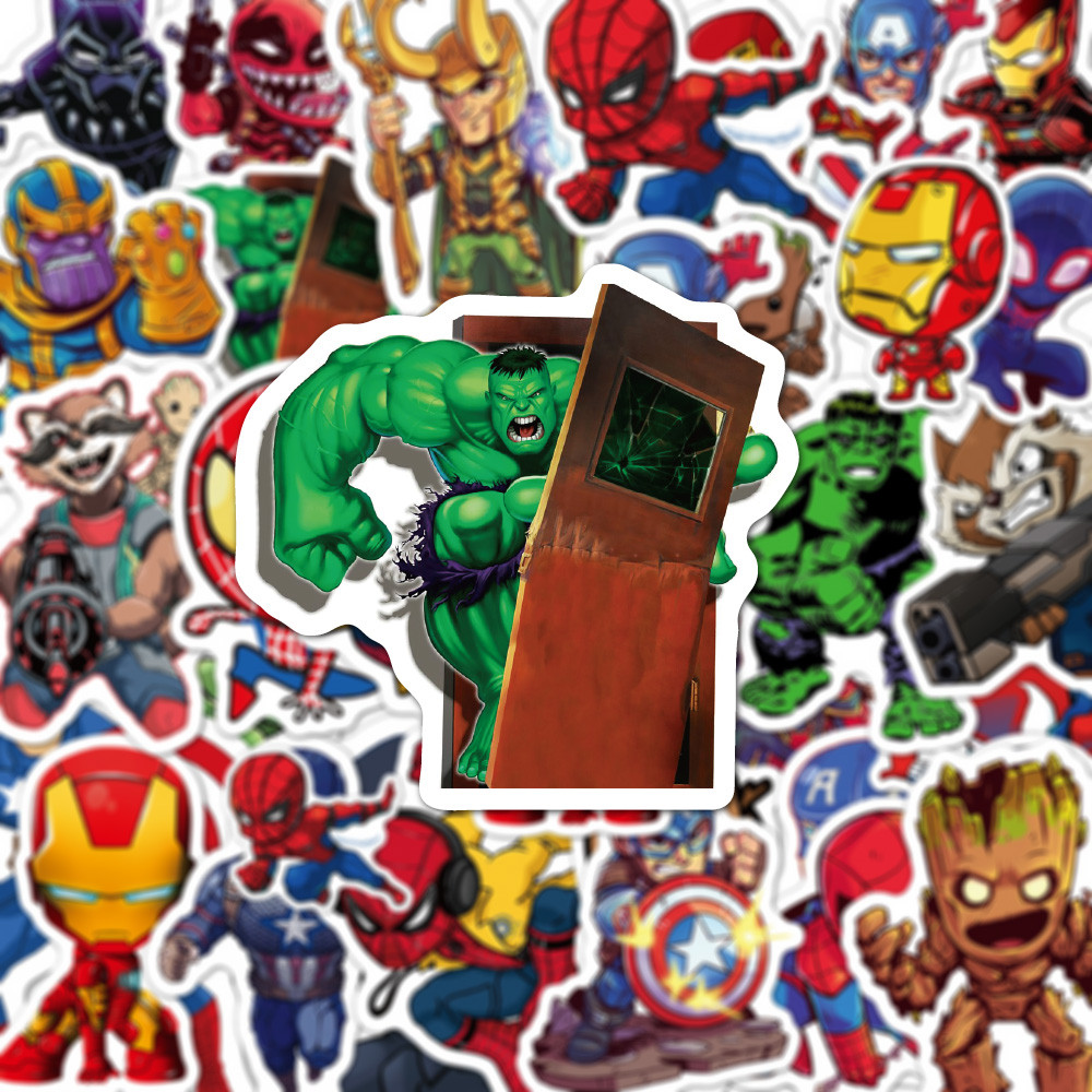 

10/30/50/100pcs Disney Marvel The Avengers Cute Super Hero Cartoon Stickers Graffiti Phone Laptop Bike Waterproof Kids Sticker
