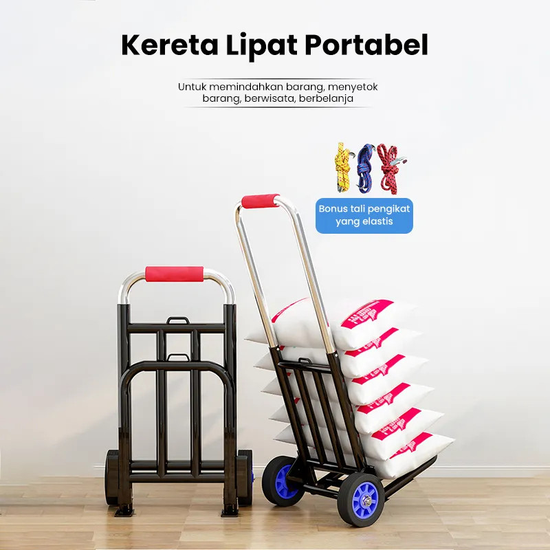Bara Furni Troli Lipat Besi 100kg/120kg/180kg - Kereta Dorong Serbaguna - Roda Karet 360° - Untuk Gu