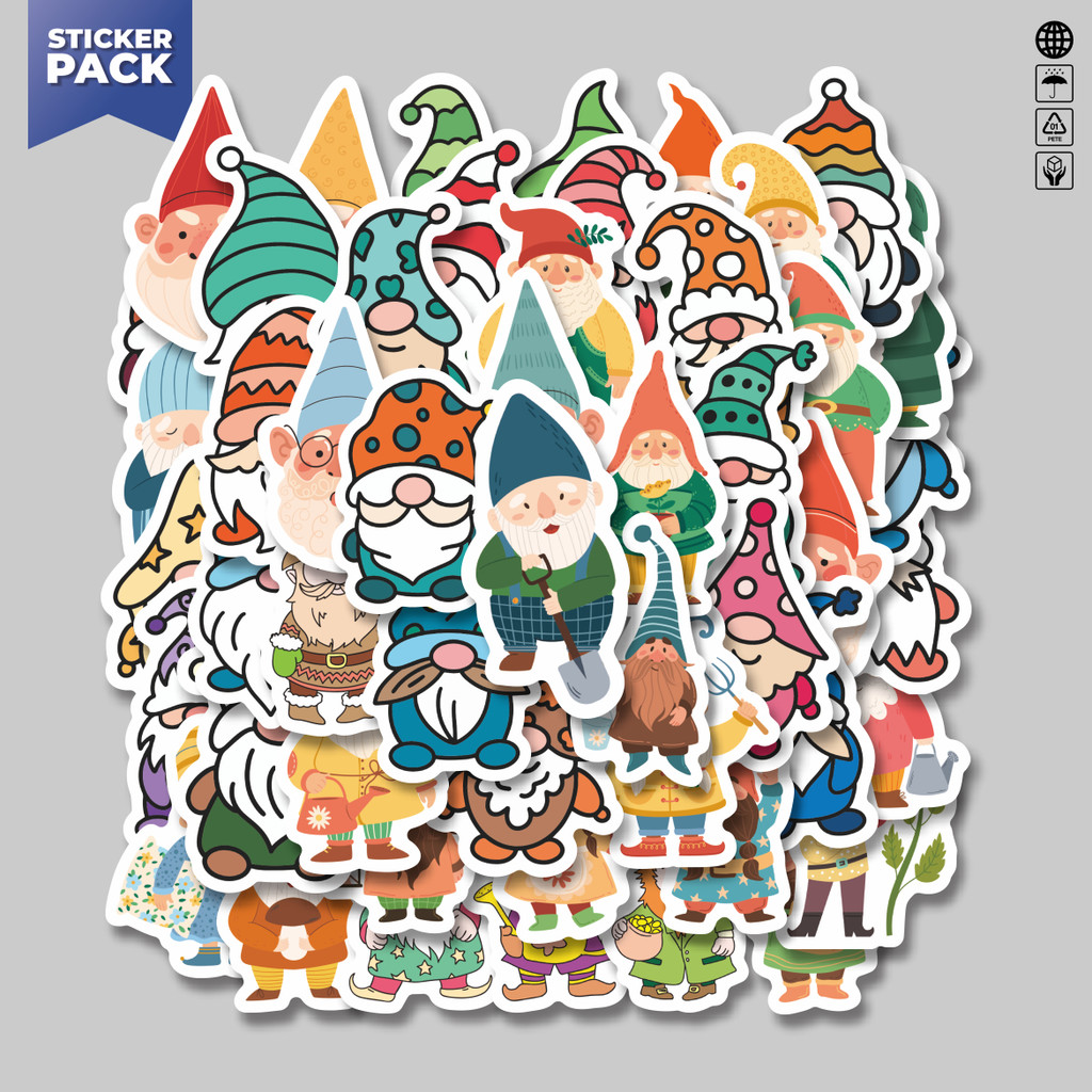

[100PCS]Stiker Pack Stiker Dwarf Gnome [Kurcaci Kurcaci] Aesthetic Vinyl Anti Air Dekorasi Sticker Laptop Buku Journal Koper Helm Casing HP Gitar Helm Skateboard