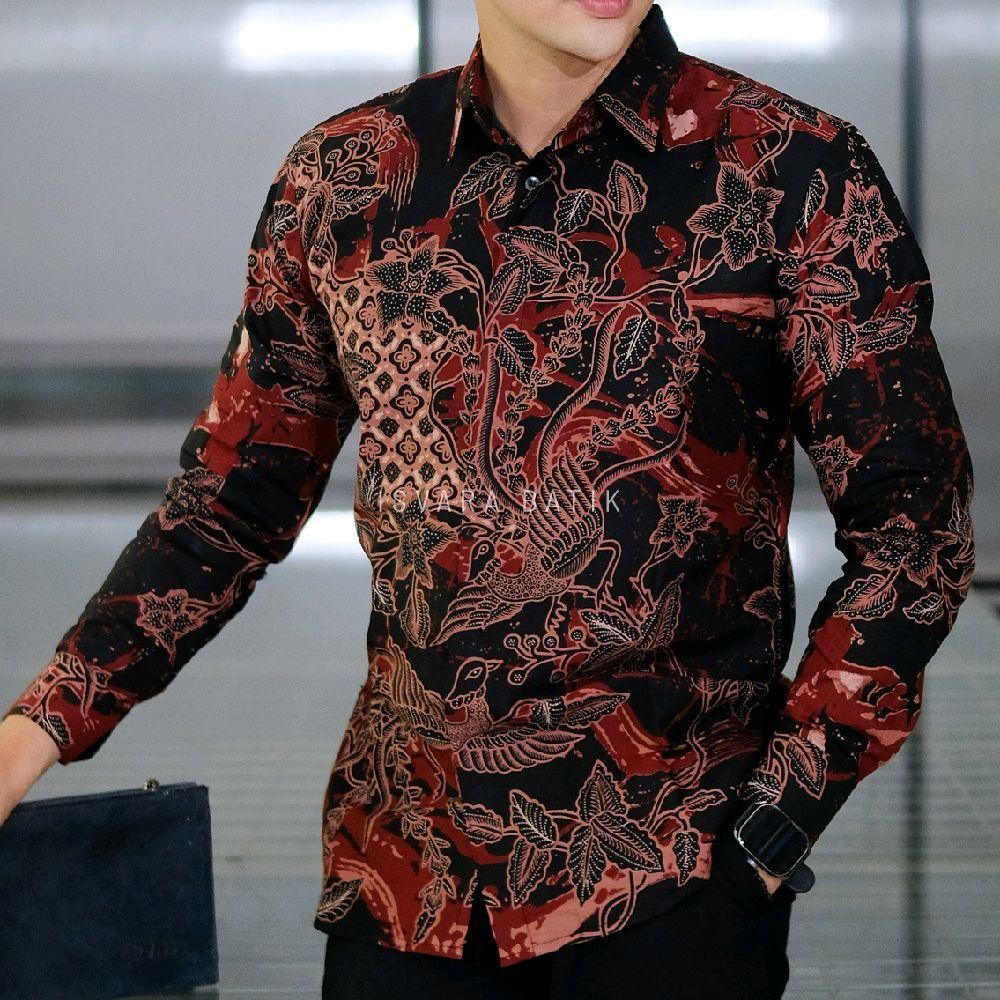 Isvara Batik Kemeja Batik Pria Lengan Panjang ABIMANYU Kemeja Batik Lengan Panjang Slim Fit Kemeja B