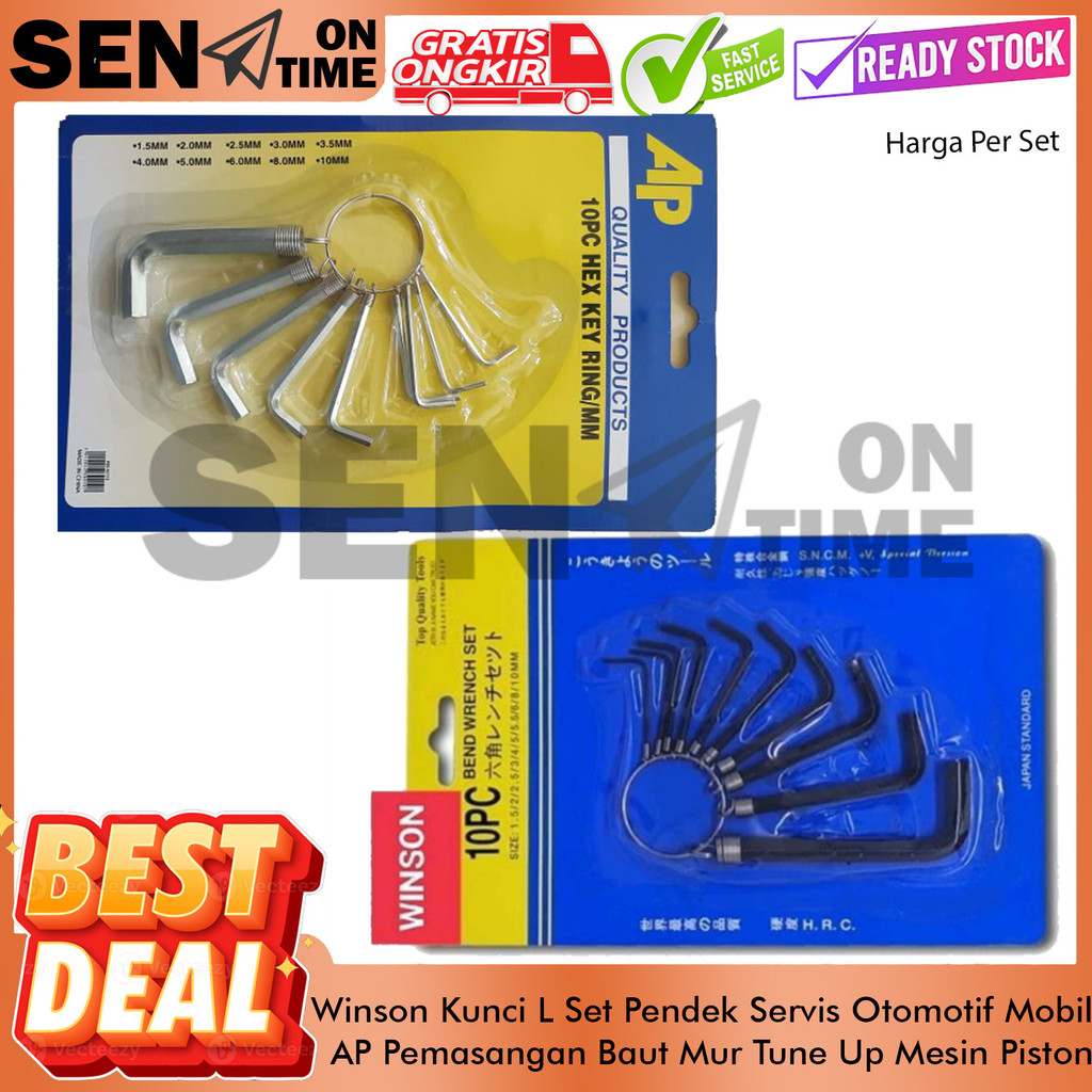 AP Winson Kunci L Pendek Pekerjaan Ukuran 1.5mm 2mm 2.5mm 3mm 4mm 5mm 5.5mm 6mm 8mm 10mm Bengkel Oto
