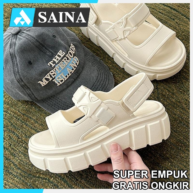 OK Sandal Wedges Wanita Tali Premium Tinggi Terbaru Tebal Empuk Casual Sepatu Sendal Wanita Gunung