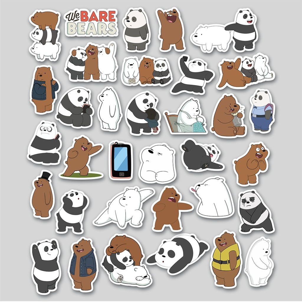 Sticker Pack We Bare Bear | Sticker Tumbler | Stiker Laptop Koper Helm