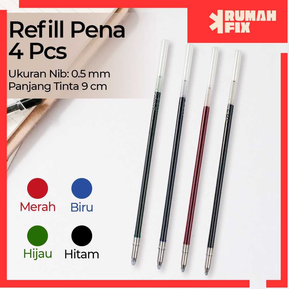 

Refill Pulpen Gel 4 Warna Tinta Hitam Biru Merah Hijau