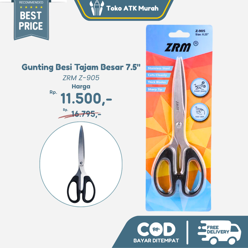 

Gunting Besar Stainless Steel Tajam ZRM Z-905 8.25