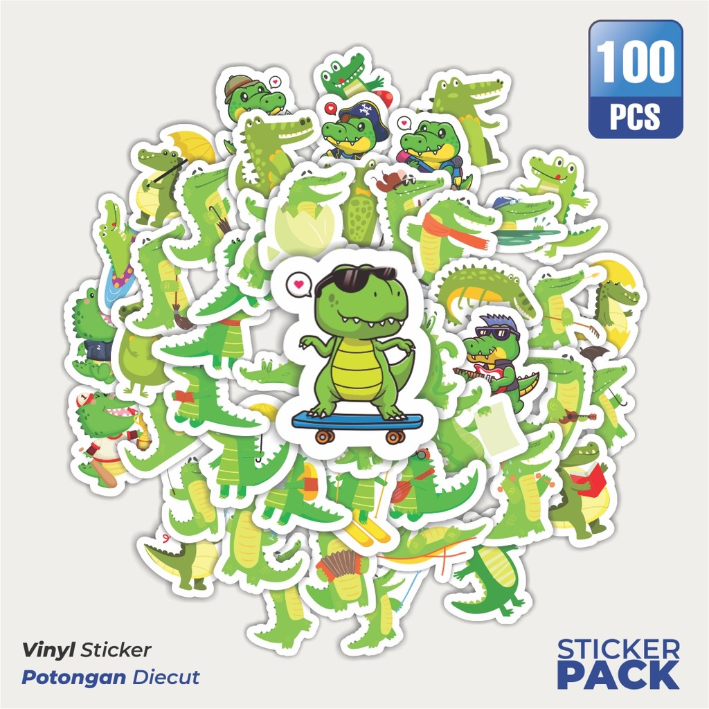 

Stiker Vinyl Sticker Hewan Buaya Waterproof Aesthetic- Untuk Laptop, Motor, dan Helm - Paper Stationery Pack