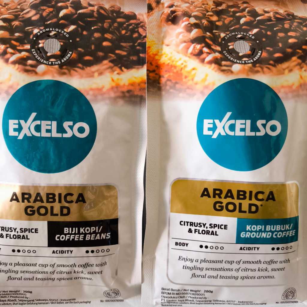 

Excelso Arabica Gold Kopi Bubuk / Biji Kopi Kemasan 200gr