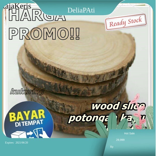 KUKURING Woos Coaster Daiameter 9-10 Cm Tatakan Gelas Kayu Alami Wood Slice Potongan Kayu FNX5 KYS7
