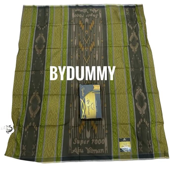 sarung 2025 Sarung Abu Yaman 7000 benang warna hijau pupus kombinasi kembang liris IP murah penghabi