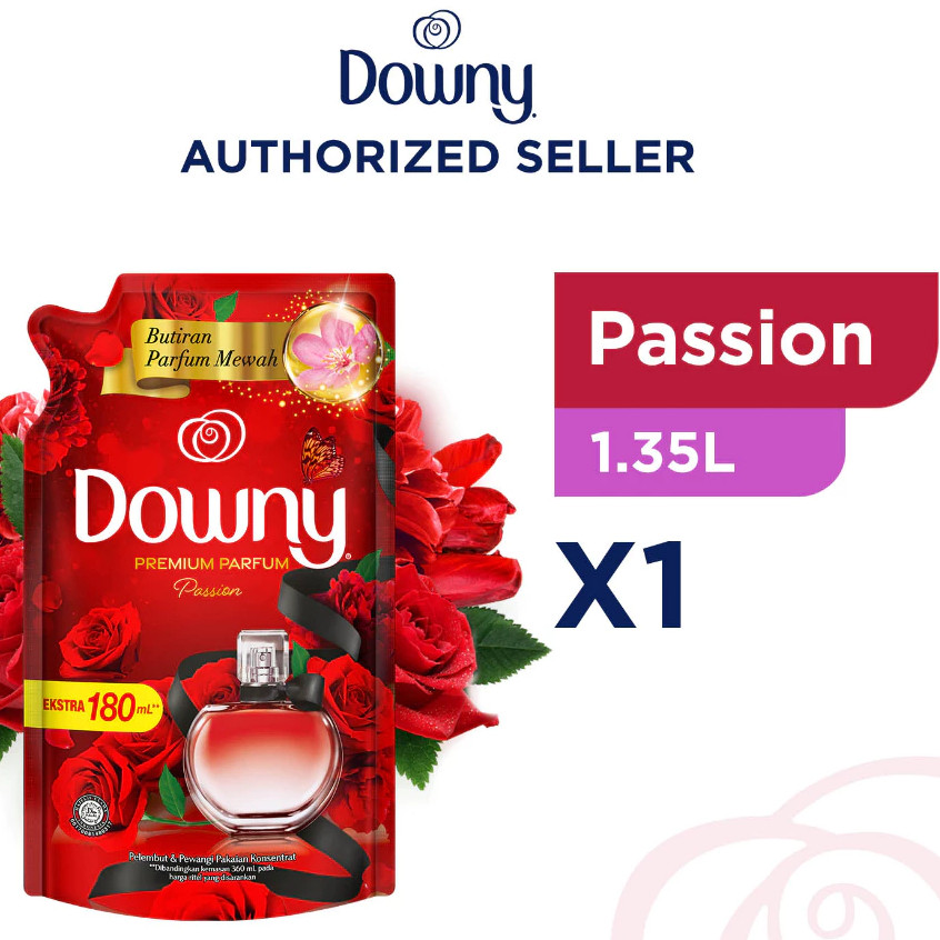 Downy Premium Parfum Passion Pewangi Pelembut Pakaian Refill 1.35 Liter
