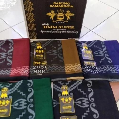 Sarung HMM Super - Samarinda - Sarung Santri - Coklat muda - Abu-abu
