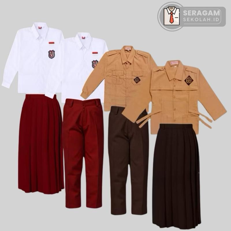 Setelan Merah Putih Dan Pramuka Kemeja hem Lengan Panjang Anak Laki Laki Dan Perempuan Bahan Oxfroud