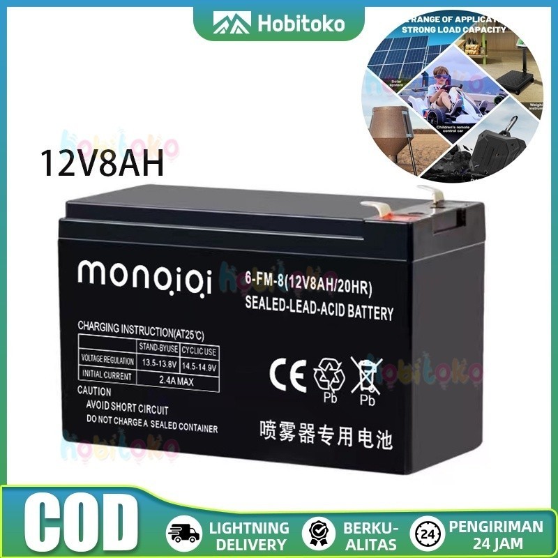 store.dedeSHOPBaterai Kaleng Semprot Baterai Sel Kering 12V 8AH untuk Mobil Mainan Maxstrom MF Motor