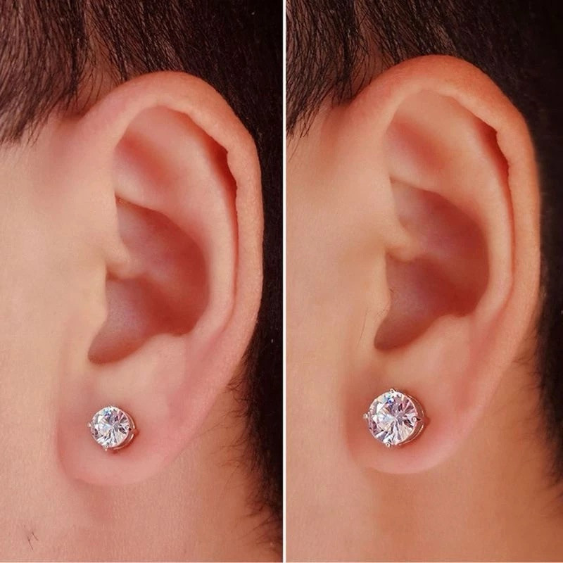 Anting Pria Wanita Baja Titanium 316 Magnet Jepit Telinga Pria Tanpa Tindik Model kristal terlaris