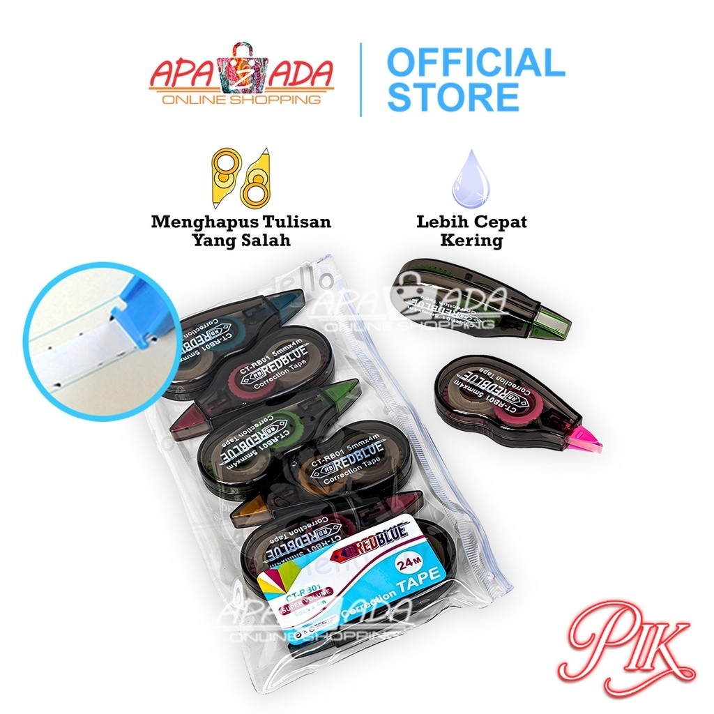 

Apazada Correction Tape 24m Isi 6 / Cortape / Corection Tape Tipex / Tipex Roll / Correction Tape / Tip-Ex Kertas / Tipe-X CT-SQ03