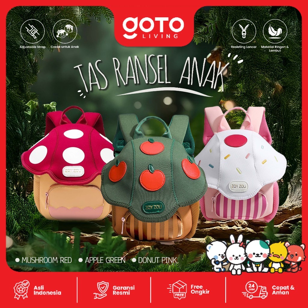 Goto Kimmy Backpack Tas Anak Sekolah Mini Motif Jamur