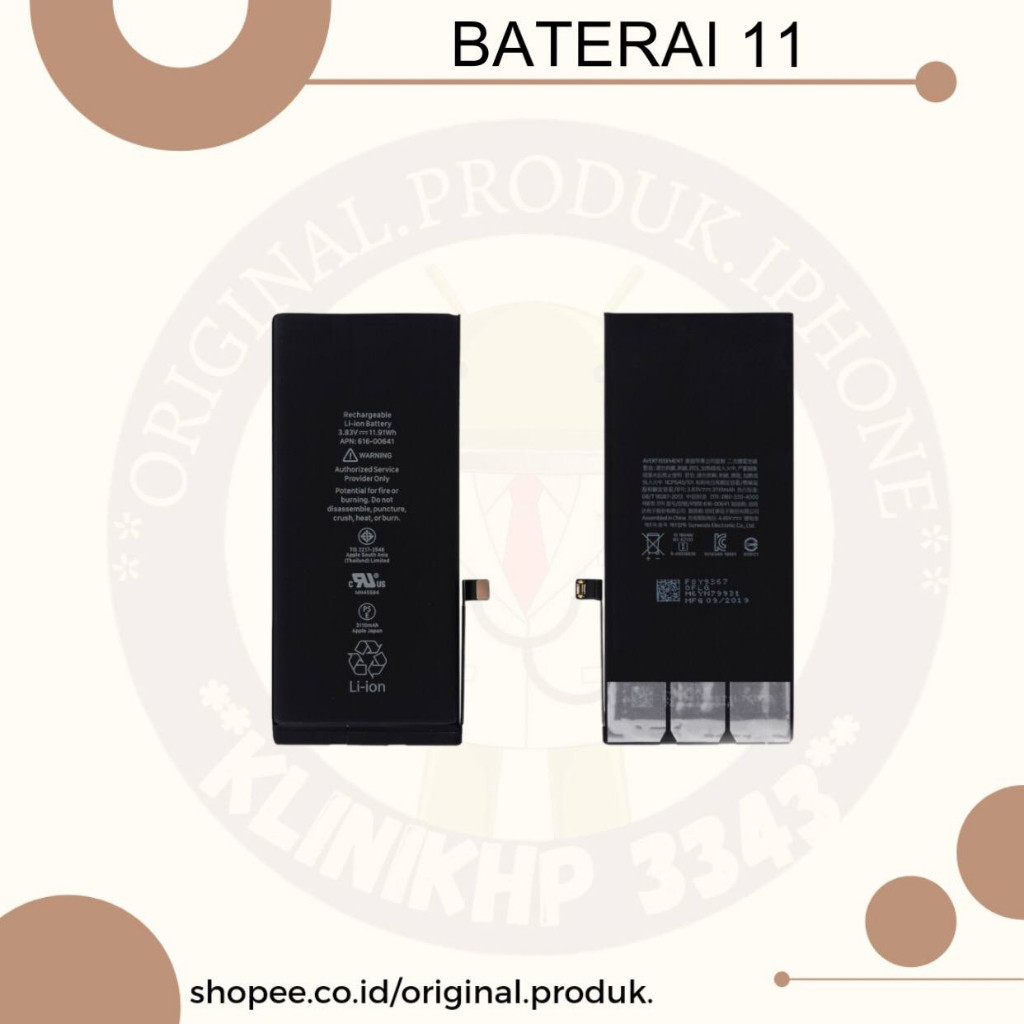 Baterai Iphone 11 Original 100% Baru