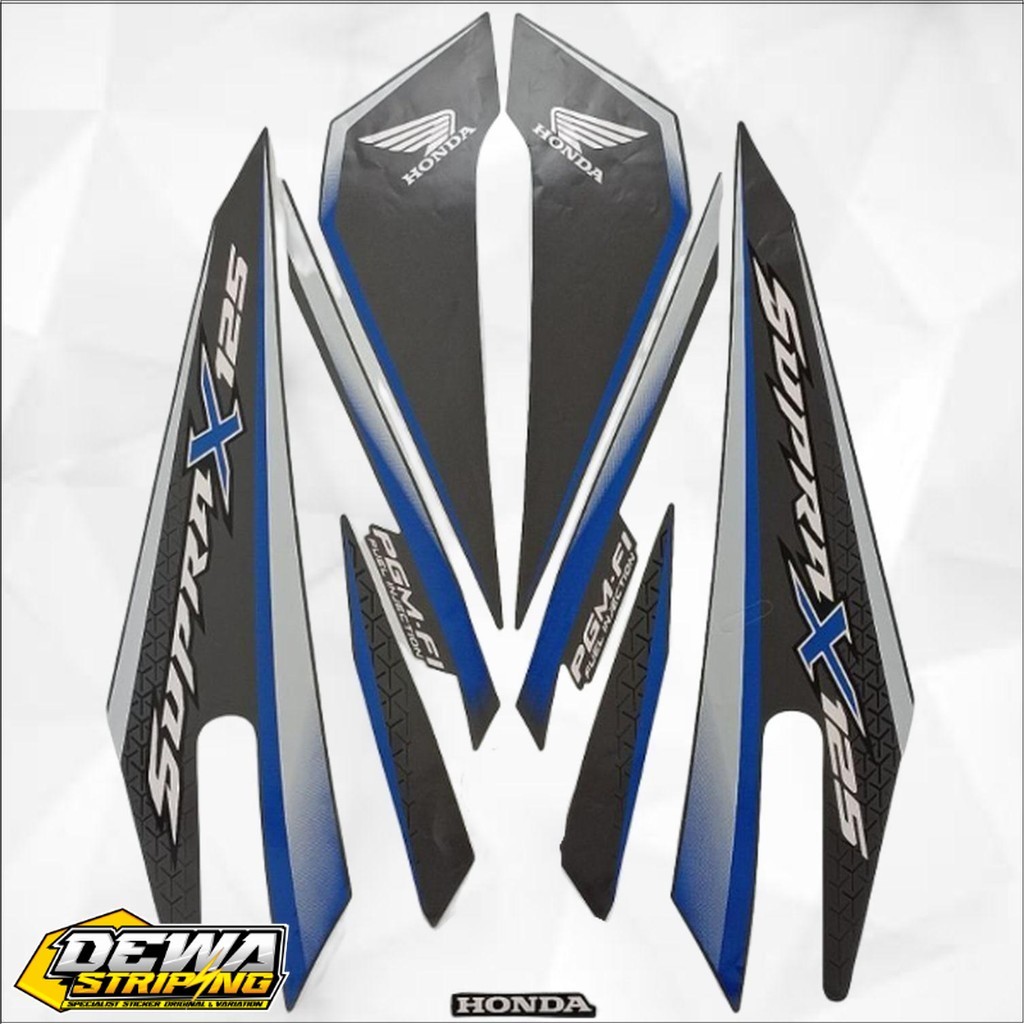STRIPING MOTOR SUPRA X 125 FI 2017 2018 HITAM BIRU STANDAR FULLSET
