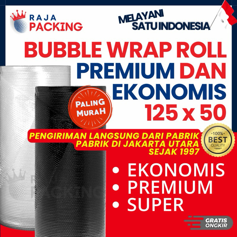 

KAYDEN STORE Bubble Wrap 125CM x 50M Tebal Hitam Bening