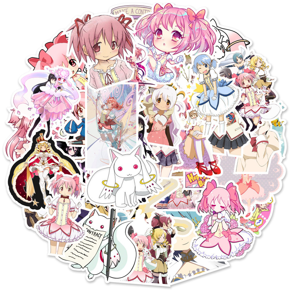 

10/30/50pcs Madoka Magica Cute Anime Stickers For Laptop Phone Motorcycle Suitcase PVC Waterproof Cartoon Decals Kids DIY Toys