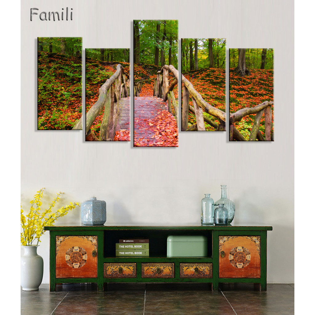 

5Pieces Cuadros Wall Art Autumn Tree Oil Painting On Canvas Paintings By Numbers Pictures Home Decor Living Room Unframed