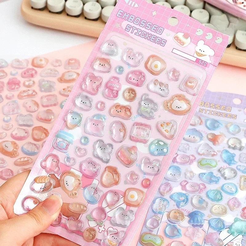 

Sweet Cartoon Jelly Scrapbook Journal Sticker Stereo Cute Ocean Animal Stationery Sticker DIY Decor Laptop Guitar Sticker