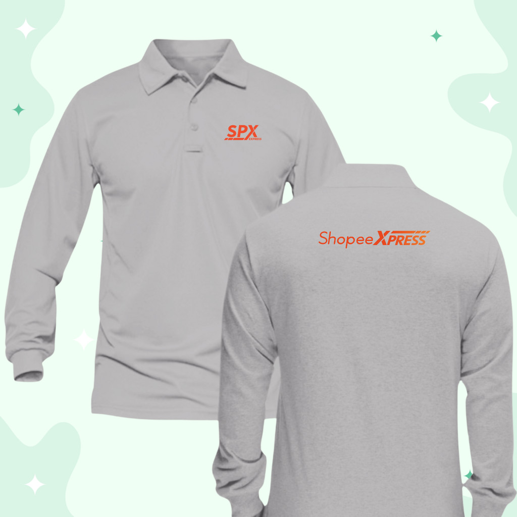 Baju Kaos Poloshirt Lengan Panjang Custom SABLON Logo SHOPEE EXPRESS - SPX FREE NAMA Baju Kaos Polos