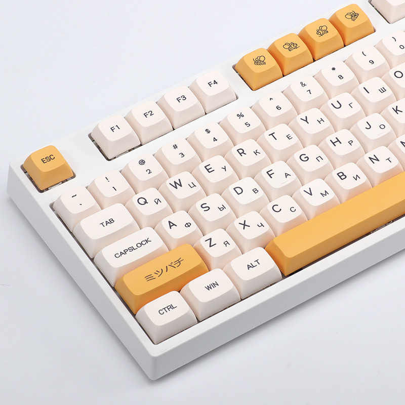 140 Keys  Honey Milk Keycaps Pbt Dye Sub Russian Fonts Key Caps XDA Profile Keycap For Mx Swit  Gami
