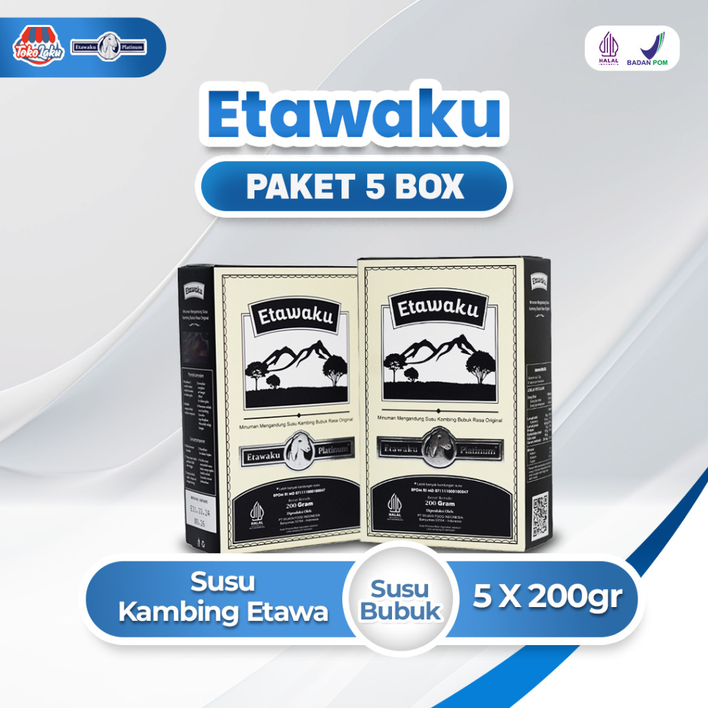 

Etawaku Platinum Paket 5 Box - Susu Kambing Etawa Murni + Krimer Bubuk yang Berkhasiat Tinggi Memiliki Kandungan Protein dan Vitamin Kompleks yang lengkap , melancarkan pencernaan serta Dapat Mengatasi Nyeri Persendian