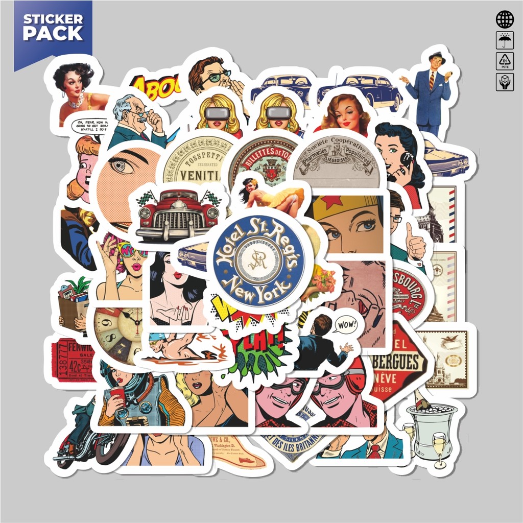 

[100PCS]Stiker Pack Sticker Graffiti Style Retro Aesthetic Vinyl Anti Air Dekorasi Sticker Laptop Buku Journal Koper Helm Casing HP Gitar Helm Skateboard
