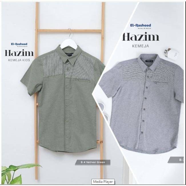 EL-RASHEED KEMEJA HAZIM ANAK B4 VETIVER GREEN XXL KEMEJA HAZIM B3 CHARCOAL L EL-RASHEED YASMEERA KEM