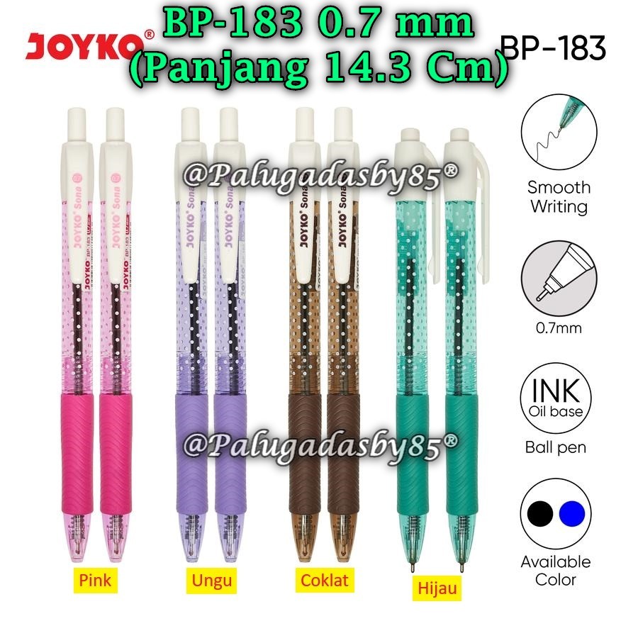 

(1 Pak/12) GROSIR Bolpen JOYKO BP-183 Sona 0.7 mm / Ball Pen Pulpen Pena Joyko BP-183 Sona (Pak/12)
